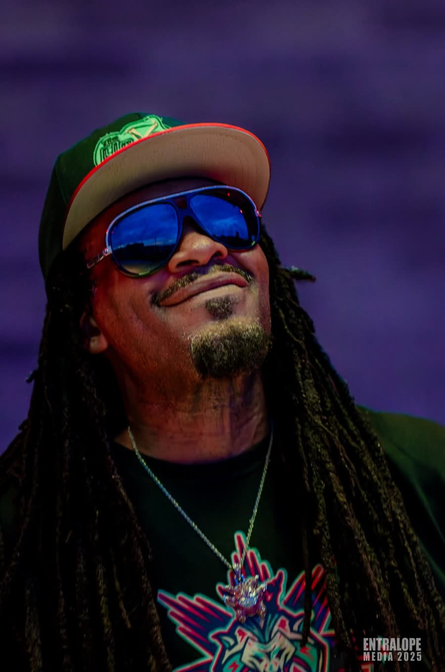 Musician performing wearing sunglasses