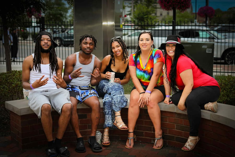 Group of friends enjoying the festival